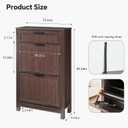 2 Flip Drawers Shoe Cabinet Storage for Entryway, Narrow Hidden Shoes Organizer for Front Door Entrance, Free Standing Shoes Cabinet Wooden Hallway Shoe Rack(Brown), Medium