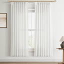 Aersas Natural Pinch Pleat Linen Curtains 84 Inch Length 2 Panels Set for Bedroom Dining Room Semi Sheer Linen Boho Farmhouse Neutral Window Curtains 84 Inches Long for Living Room Nursery 60x84