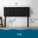 Lucid Mid-Rise Upholstered Headboard - Diamond Tufted - Padded Polyester - Adjustable Height from 34 to 46 - Easy Assembly - Bed Frame or Wall Mount - Sturdy - Black - Full / Full XL Size