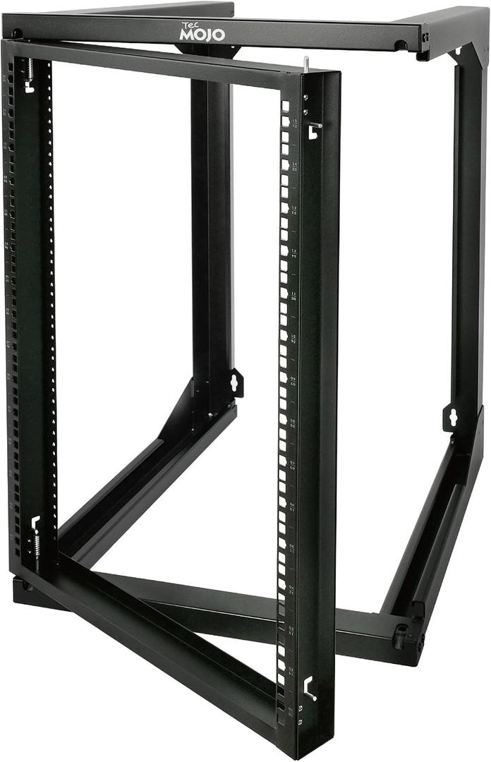 Tecmojo 15U Wall Mount Server Rack, Open Frame Network Rack for 19" Computer/AV/Data/IT/Media Equipment, 24" Depth, 16" Apart Mounting Holes, Swing Gate, Square and Tapped Holes