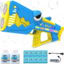 Bubble Gun for Kids Ages 4-8: Shark Light Up Bubble Machine for Toddlers, Rechargeable, 2 Bubble Solution, Outdoor Toy Party Birthday Gift for 3 4 5 6 7 8 Year Old