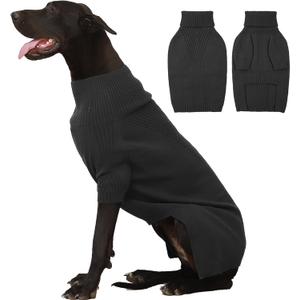 IECOii Extra-Large Dog Sweater 5XL,Christmas Dog Sweaters for Extra Large Dogs Girl Boy,Turtleneck Knitted Knitwear Easy On Doggie Sweatshirt Dog Sweater for Doberman,Great Dane(Grey,XXXXXL)