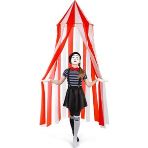 Carnival Circus Theme Party Decorations, Carnival Circus Tent, Red and White Indoor Reading Nook Hanging Home Decoration Canopy for Birthday Party Graduation Game Supplies, 7 x 6 ft