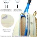 Tennis Bag, Quilted Tennis Racket Backpack for Women and Men Holds 1-2 Rackets, Lightweight and Water-resistant Sports Backpack for Pickleball and Badminton (Cream)