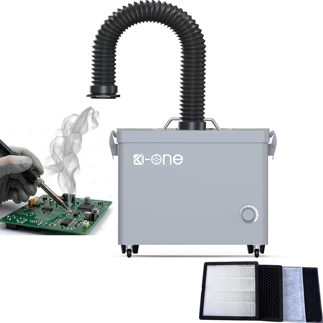 Solder Fume Extractor, 240m³/h Strong Suction with 120W Brushless Motor, 4 Layer Filtration System, Fume Extractor with Hose, Smoke Absorber for Soldering, Jewelry Making, Soldering Iron (120W)