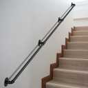 DAMEING Stair Railing 10FT Metal Staircase Handrail for Outdoor Steps, Black Galvanized Industrial Iron Pipe Hand Rail for Indoor Porch Stairs Wall Mount for Elderly Safety