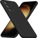 for Samsung Galaxy S23 Plus Phone Case Silicone, Minimalist Ultra Thin Slim Soft Rubber Gel Solid Color Matte TPU Cute Case for Women Men, Girly Plain Aesthetic Design & Camera Cover, Black