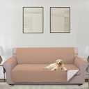U-NICE HOME Reversible Sofa Cover Couch Cover for Dogs with Elastic Straps Water Resistant Furniture Protector for Pets Couch Cover for 3 Cushion Couch (Sofa, Camel/Ivory)