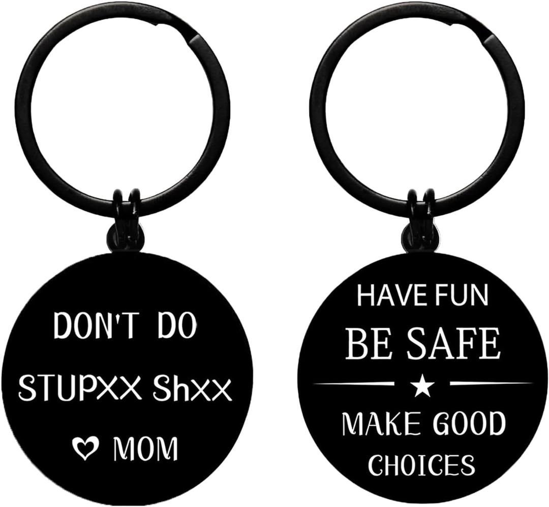 5 x Lapsia Double Sided Son Gifts Form Mom, Funny Keychain Gifts for Teenage Boys Girls, Christmas Stocking Stuffers for Teens