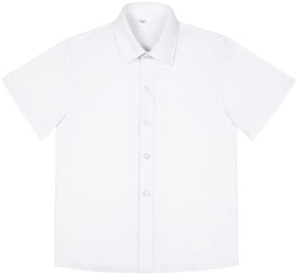 Visaccy Boys Short Sleeve Dress Shirts Button Down Solid Cotton Casual Shirt Size 14 Year