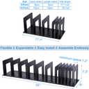 Adjustable Vertical File Sorter Sturdy Plastic Expandable Upright File Holder, Desktop Binder Organizer, School Office File Organizer Bookshelf Divider, Assemble Easily Endlessly, Black