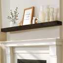 60x8x3 Fireplace Mantel - Solid Rustic Wood - Wall Mounted Floating Shelf with Invisible Heavy Duty Steel Bracket (Weathered Black), 60x3x8-solid