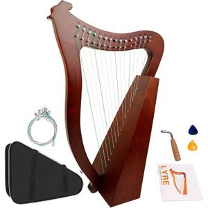 Lyre Harp, 23 Inches 15-String Zelkova Lyra Harp Kit, Stringed Musical Instruments with Tuning Wrench Gig Bag Instructions Extra Strings for Beginners Adults
