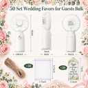 Rossesay 50 Set Wedding Mini Portable Fan for Guests Bridesmaid Gifts Portable Battery Operated Small Fans Bulk with Thank You Cards Organza Bags for Engagement Bridal Shower Favors Summer Party