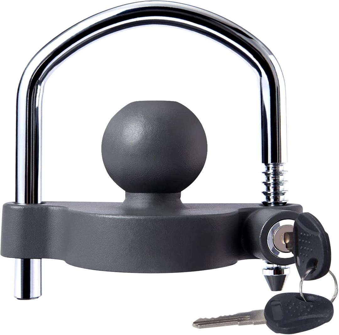 METOWARE Trailer Coupler Lock Universal Adjustable Heavy-Duty Steel Trailer Hitch Lock, Anti Theft Trailer Ball Lock Towing Lock for Towing Caravan Trailer Security Fits 1-7/8",2, 2-5/16" Coupler