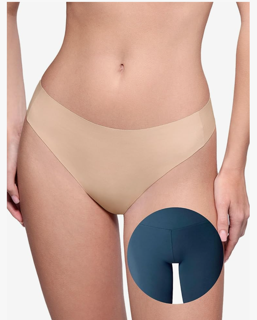 LUCKMEEY Seamless Thongs for Women Workout Thong No Show Thong Concealer Panties Cotton G-String Thongs Hider Underwear, M