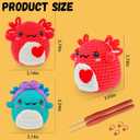 Terself Axolotl Crochet Kit for Beginners: 2PCS Crochet Animal Kits for Kids & Adults, Learn to Crocheting Starter Kit with Written Pattern & Video Tutorials (40%+ Yarn Extra)- Axolotl Family