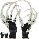 Articulated Fingers with White Nails, Articulated Claws Extensions with Gloves, Halloween Props for Any Costume, Robot Hand, Need to Assemble, White
