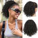Lommel Ponytail Extension for Black Women,10 Inch Drawstring Ponytail for Black Women Curly Pony Tails Hair Extensions for Womens Afro Kinky Curly Hair Pieces for Daily Use(Brown Black)