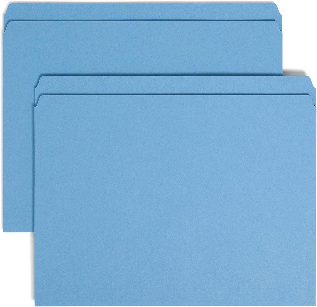 Smead File Folder, Straight-Cut Tab, Letter Size, Blue, 100 per Box (10935)