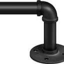 Zeerobee Curtain Rods for Windows 66 to 120, 1 Inch Industrial Wrap Around Black Curtain Rod, Indoor/Outdoor Room Divider Adjustable Drapery Pole, 66"-120"