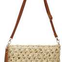 Straw Beach Bags For Women Rattan Purses Summer Straw Handwoven Bag Raffia Handbag Shoulder Bag Cross-body Square Bag (Black2)