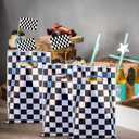 2 x XIHIRCD 50pcs Race Car Party Favor Bags, Holographic Black and White Race Cars Goodie Bags Iridescent Checkered Gift Bags Checkered Candy Treat Bags for Race Car Birthday Party Supplies