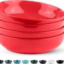 KooK Pasta Bowl, Salad Bowls, Soup, Serving Bowls, Ceramic, Large Capacity, Microwave & Dishwasher Safe, Set of 4, 40 Oz,(Red)
