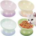 Elevated Cat Food Bowl 4 Pack 5 Oz Ceramic Raised Tilted Water Dishes, 15° Tilt Anti Vomiting, Protect Pets' Spines Bowls for Small Dog, Fat Faced Cat, Kitten
