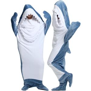 Shark Blanket Super Soft Flannel Wearable Shark Onesie Hoodie, Warm Cozy Sleeping Bag Animal Costume Pajamas (Medium)