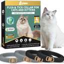 4 Pack Flea Collar for Cats, 32 Months Flea and Tick Prevention for Cats, Waterproof Cat Flea Collar, Cat Flea and Tick Treatment, Adjustable Flea and Tick Collar for Cats Kittens-Black&Gray