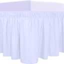 PureFit Wrap Around Ruffled Bed Skirt with Adjustable Elastic Belt - 18 Inch Drop Easy to Put On, Wrinkle Free Bedskirt Dust Ruffles, Frame Cover for Queen, King and C-King Size Beds, White