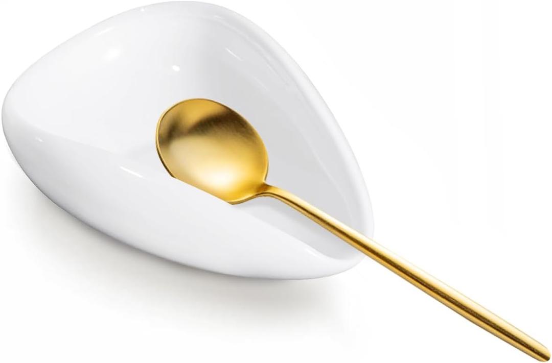 Ceramic Coffee Spoon Rest, Small White Spoon Holder for Coffee Bar, Mini Spoon Rest for Coffee Station, Teaspoon and Stirrer Holder, Spoon Not Included