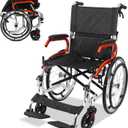 Ultra Lightweight Wheelchair for Adults (Only 24LB) - Portable Foldable Travel Wheelchair for Seniors, Self-Propelled Wheel Chairs, Manual Wheel Chair with Ergonomic Push Rim