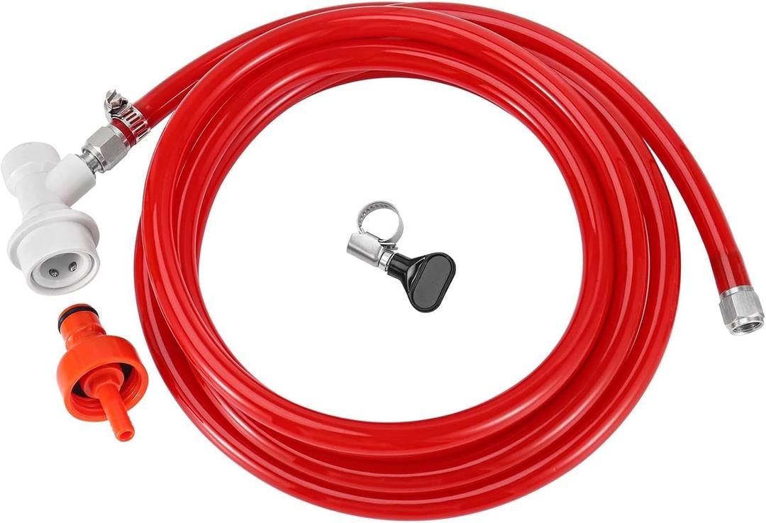 5 Feet Ball Lock Disconnect Gas Tubing Line Plastic Carbonation Cap Kit for Soda Beer PET Bottle CO2 Regulator Keg Tap with Stainless O.D 5/16'' Barb Brewing Hose Clamp Homebrew Sealing Gasket, Plastic Carbonation Cap Kit