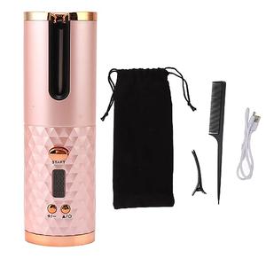 Cordless Automatic Curling Iron,Wireless Hair Curler Fast Heating USB Rechargeable Re Able Cordless Rechargeable Curling Iron Automatic Hair Curler Portable Wand with Digital Display for