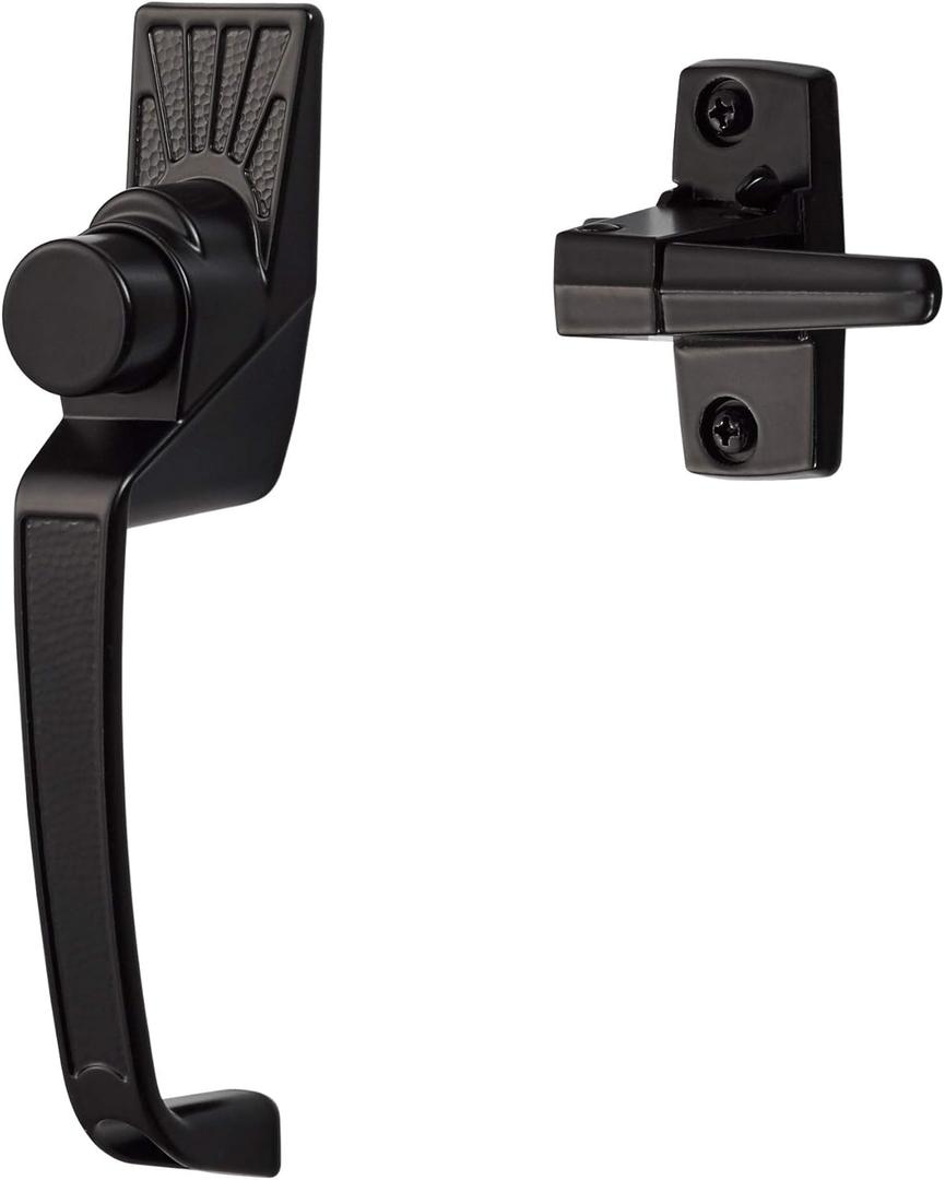 Ideal Security Push-Button Screen Door Handle with Inside Latch, Black (2-Piece Set)