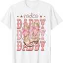 Rodeo Daddy Pink Boots Coquette Cow-Girl Birthday Party T-Shirt, Large