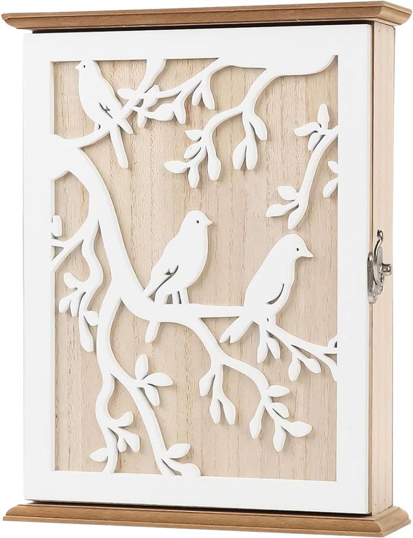 Key Storage Box, Vintage Carving, 20x7x26.4cm, Wooden Key Ring Holder Lock Boxs Wall Mount, Wooden Keys Box, Warm Rustic Appeal, For Hallway, Bedroom, Patio