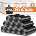 50-55 Gallon Black Trash Bags 120 Count - 40''x50'' Extra Large 50+ Gallon Garbage Bags,Unscented Strong Huge Can Liners for Construction Industrial Yard Outdoor Commercial