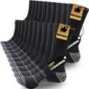 10 Pairs Mens Lightweight Athletic Crew Cushioned Breathable Work High Calf Long Boot Socks (Black, L)