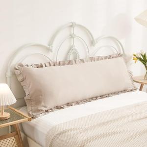 Taupe Body Pillow Cover 20x54inches Long Pillowcase Ruffled Pillowcases Shabby Chic Ruffled Fringe Decor Body Ruffled Pillow Sham Cute Pillowcase (1 Body, Taupe)