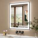 24x30 Inch LED Bathroom Mirror with Black Frame