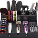 Large Barber Station Organizer for Corded Clippers & Guards, Barber Clipper Tray Anti-slip Hair Trimmer Holder, Multifunctional Detachable Hairdressing Tool Holder, Salon Haircut Supplies Storage Case
