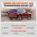 Engine Motor Mount & Transmission Mount Compatible with Jeep Grand Cherokee and Dodge Durango 3.6L 5.7L RWD 2011-2019 Set of 3 Replace# A5611 A5488 5038548AB 68032662AD