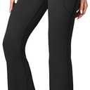 Heathyoga Women's Yoga Pants with Pockets for Women Bootcut Wide Leg Pants for Women High Waisted Workout Pants (Black, Large)
