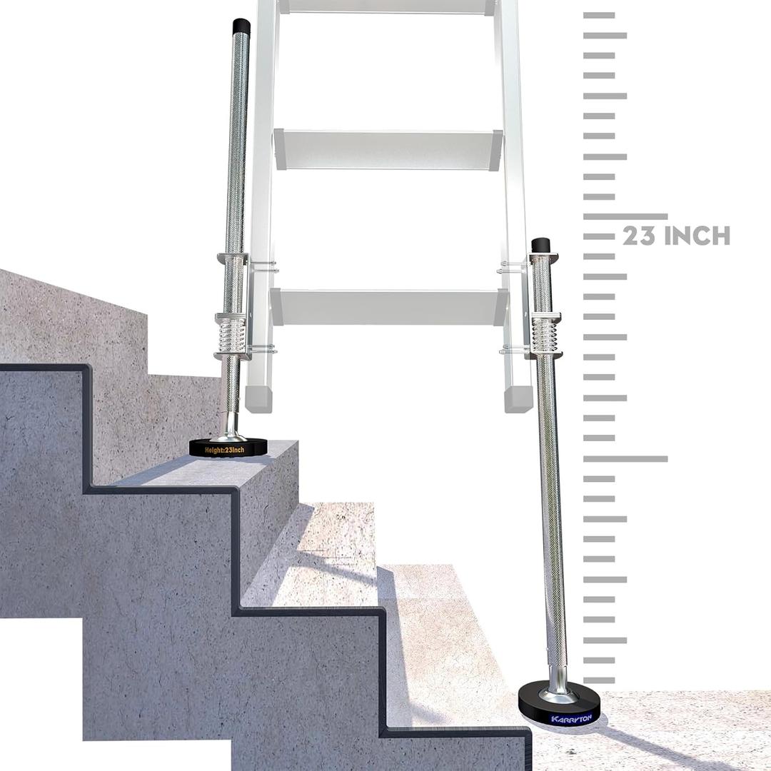 23" Ladder Levelers for Type II,I and IA Extension Ladders up to 32,with Anti-Slip Threaded and Adjustable Extension Ladder Legs for Stairs and All Surfaces - Extented Version23" (60CM*1 PAIR)