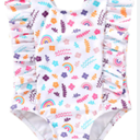 Happy Town One-Piece Infant Toddler Baby Girl Summer Swimsuit Watermelon Leopard Ruffle Swimwear Bikini Bathing Suit (3-6 Months, Mermaid)