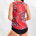 SANTINY Sleeveless Rash Guard for Women UPF 50+ Modest Swimsuit Quick Dry High Neck Bathing Suit Swim Top Swim Tank (Red, XL)