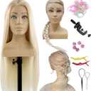 Mannequin Head with Shoulders - Long Hair Mannequin Head for Hair Styling